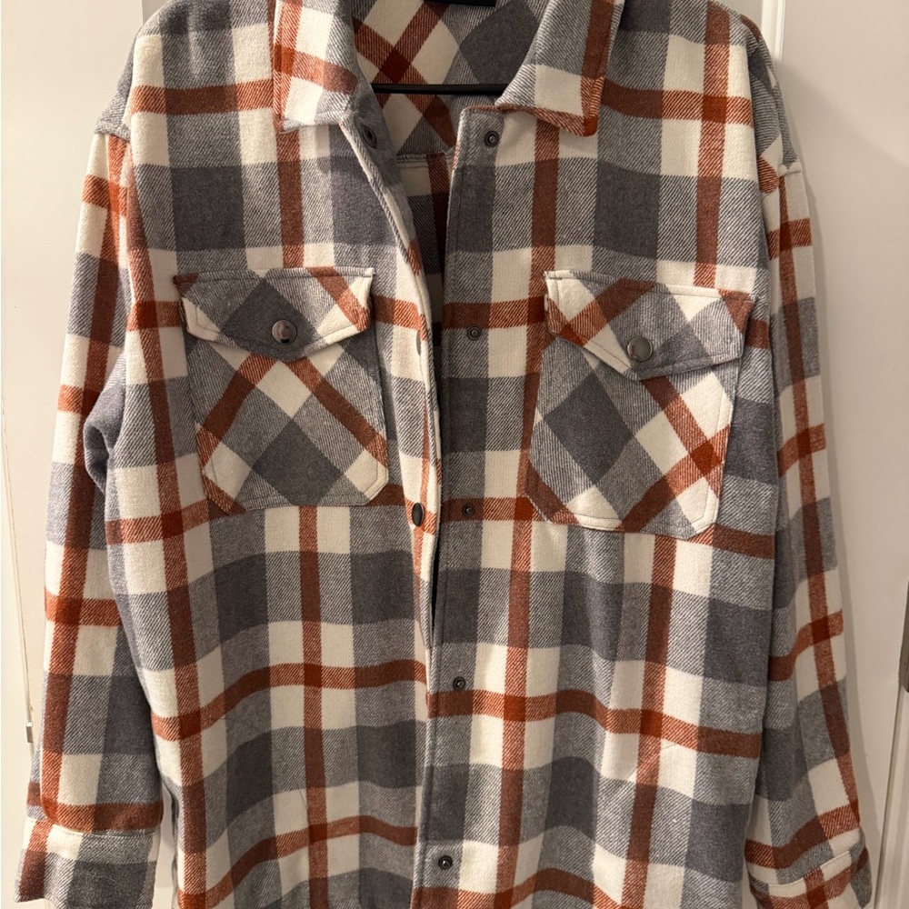 Women's Casual Plaid Button Down Shirt - Gray and Brown